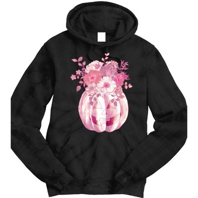 Pastel Floral Halloween Pumpkin Jackolantern Tie Dye Hoodie