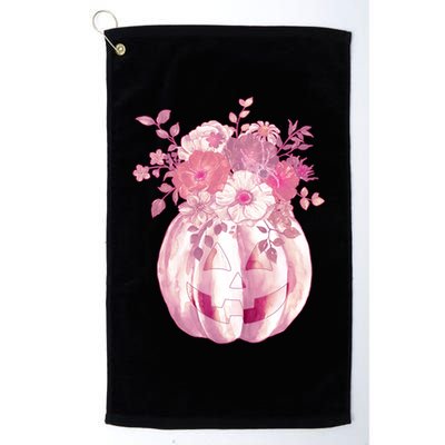 Pastel Floral Halloween Pumpkin Jackolantern Golf Towel
