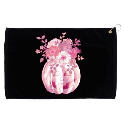 Pastel Floral Halloween Pumpkin Jackolantern Grommeted Golf Towel