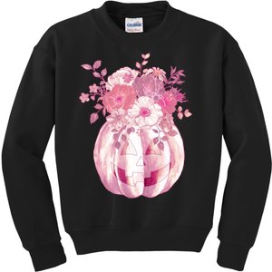 Pastel Floral Halloween Pumpkin Jackolantern Kids Sweatshirt