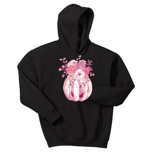 Pastel Floral Halloween Pumpkin Jackolantern Kids Hoodie