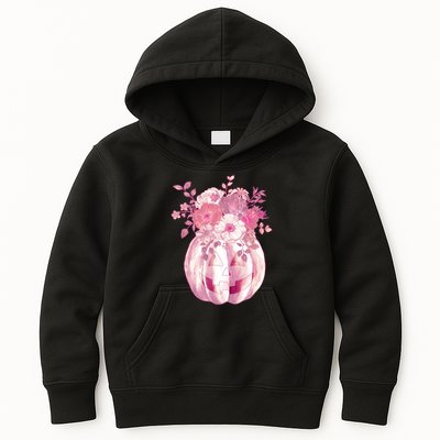 Pastel Floral Halloween Pumpkin Jackolantern Kids Hoodie