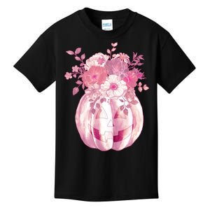 Pastel Floral Halloween Pumpkin Jackolantern Kids T-Shirt