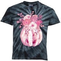 Pastel Floral Halloween Pumpkin Jackolantern Kids Tie-Dye T-Shirt