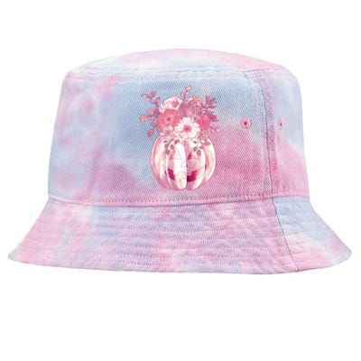 Pastel Floral Halloween Pumpkin Jackolantern Tie-Dyed Bucket Hat