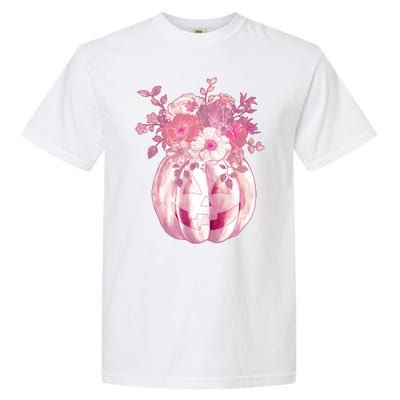 Pastel Floral Halloween Pumpkin Jackolantern Garment-Dyed Heavyweight T-Shirt