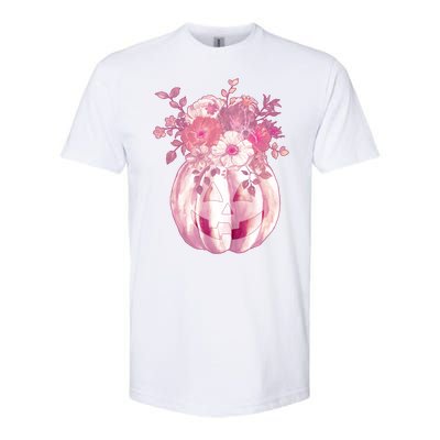 Pastel Floral Halloween Pumpkin Jackolantern Softstyle® CVC T-Shirt