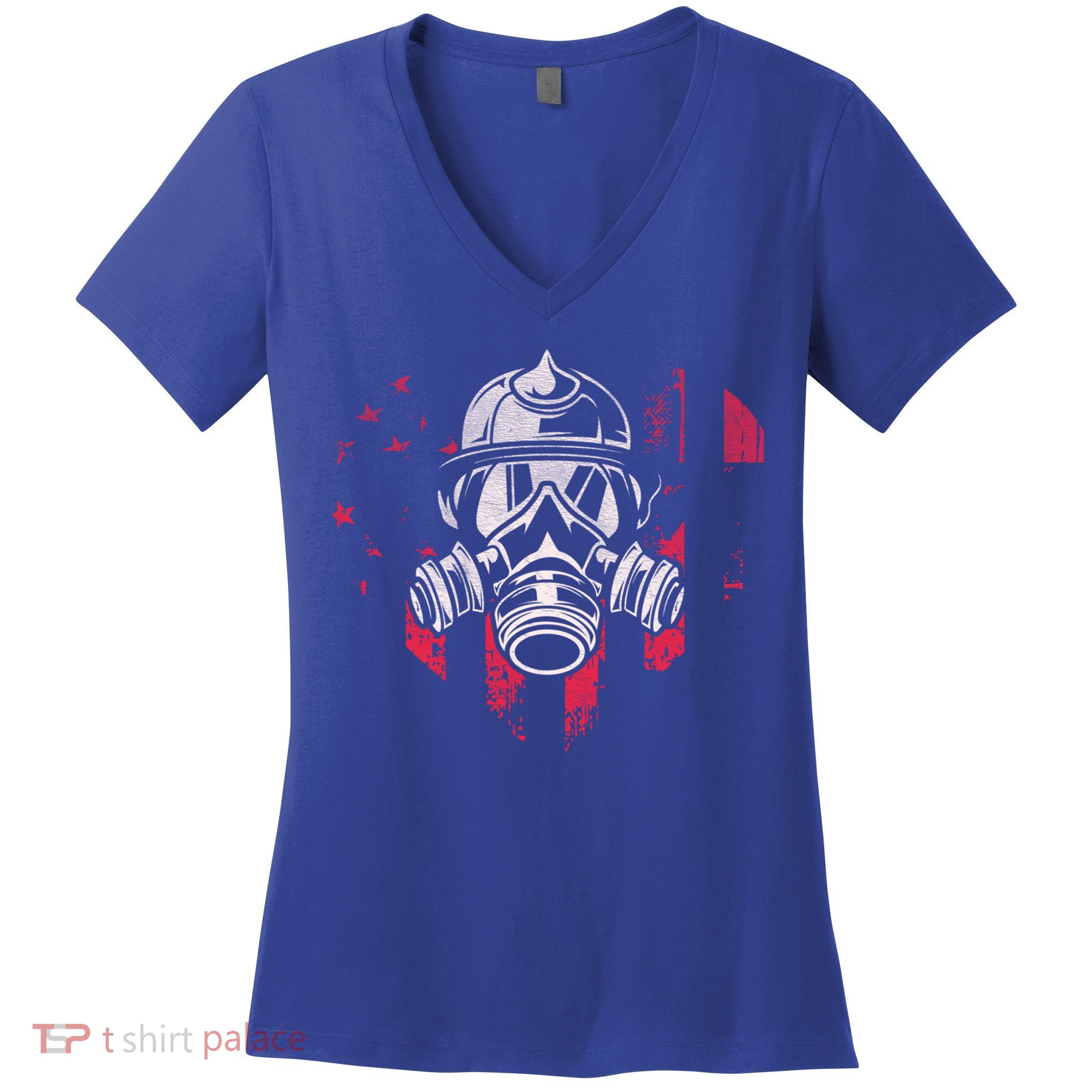 Patriotic Firefighter Heart Symbol Proud Fire Patriot Cute Gift Women's V-Neck T-Shirt