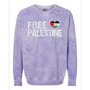 Palestine Flag Heart Free Palestine Colorblast Crewneck Sweatshirt