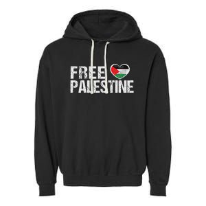 Palestine Flag Heart Free Palestine Garment-Dyed Fleece Hoodie