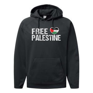 Palestine Flag Heart Free Palestine Performance Fleece Hoodie