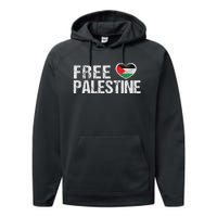 Palestine Flag Heart Free Palestine Performance Fleece Hoodie