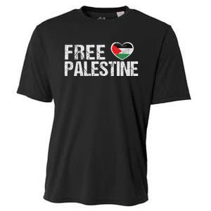 Palestine Flag Heart Free Palestine Cooling Performance Crew T-Shirt