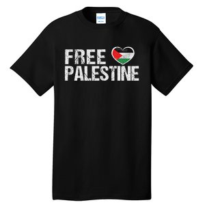 Palestine Flag Heart Free Palestine Tall T-Shirt