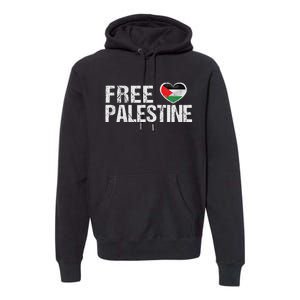 Palestine Flag Heart Free Palestine Premium Hoodie