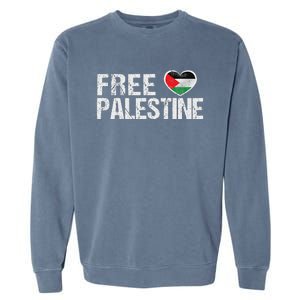 Palestine Flag Heart Free Palestine Garment-Dyed Sweatshirt