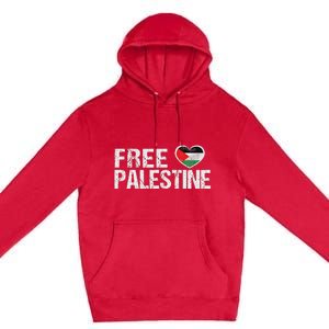 Palestine Flag Heart Free Palestine Premium Pullover Hoodie