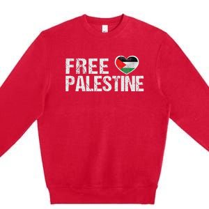 Palestine Flag Heart Free Palestine Premium Crewneck Sweatshirt