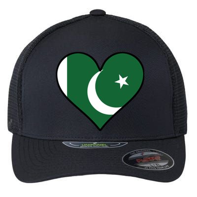 Pakistani Flag Heart Cute Pakistan Gift Flexfit Unipanel Trucker Cap