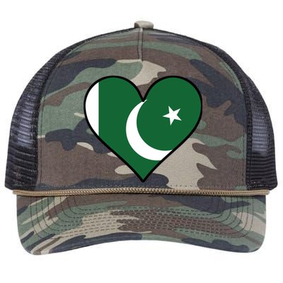 Pakistani Flag Heart Cute Pakistan Gift Retro Rope Trucker Hat Cap