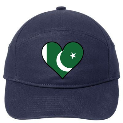 Pakistani Flag Heart Cute Pakistan Gift 7-Panel Snapback Hat