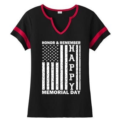 Patriotic Family Honor And Remember Memorial Day Usa Flag Gift Ladies Halftime Notch Neck Tee