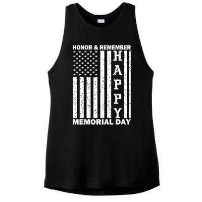 Patriotic Family Honor And Remember Memorial Day Usa Flag Gift Ladies PosiCharge Tri-Blend Wicking Tank