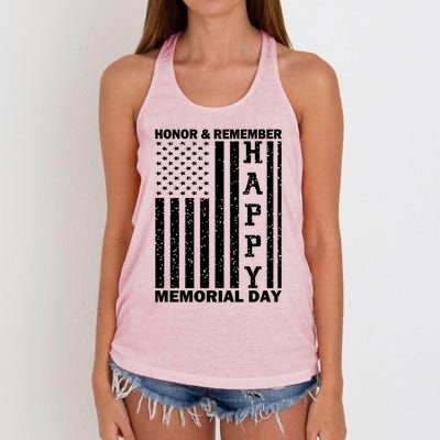 Patriotic Family Honor And Remember Memorial Day Usa Flag Gift Women's Knotted Racerback Tank