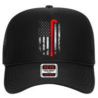 Patriotic Field Hockey Player Hockey Fan USA Flag High Crown Mesh Back Trucker Hat