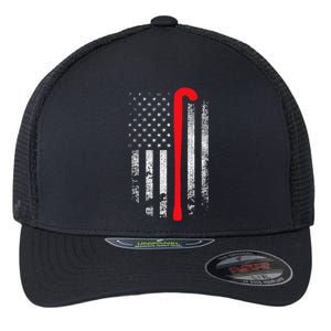 Patriotic Field Hockey Player Hockey Fan USA Flag Flexfit Unipanel Trucker Cap