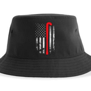 Patriotic Field Hockey Player Hockey Fan USA Flag Sustainable Bucket Hat