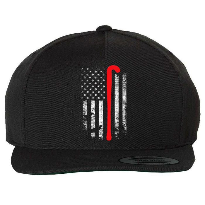 Patriotic Field Hockey Player Hockey Fan USA Flag Wool Snapback Cap