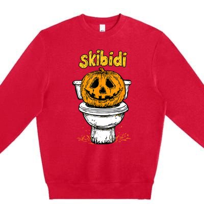 Pumpkin Funny Halloween Toilet Fun Crazy Slang Premium Crewneck Sweatshirt