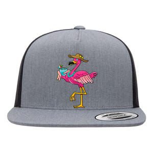 Pink Flamingo Hawaiian Summer Tropical Luau Women Flat Bill Trucker Hat