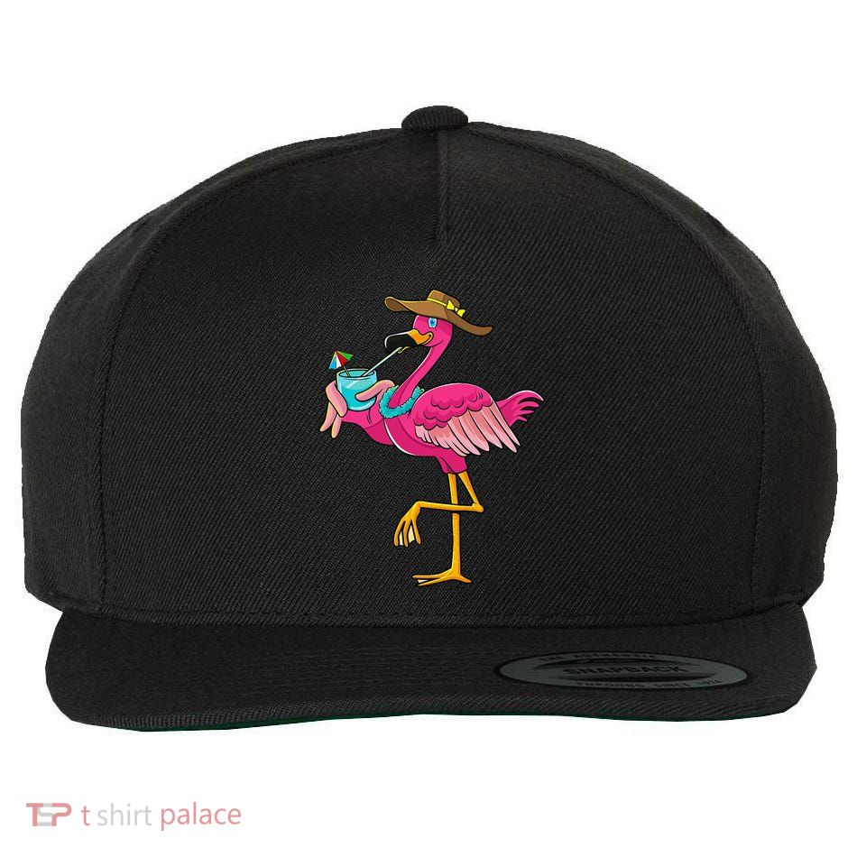 Pink Flamingo Hawaiian Summer Tropical Luau Wool Snapback Cap