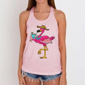 Pink Flamingo Hawaiian Summer Tropical Luau Women's Knotted Racerback Tank