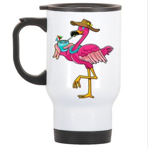 Pink Flamingo Hawaiian Summer Tropical Luau Stainless Steel Travel Mug