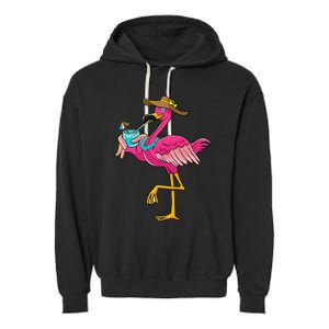 Pink Flamingo Hawaiian Summer Tropical Luau Wo Garment-Dyed Fleece Hoodie