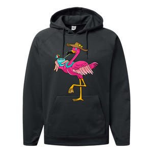 Pink Flamingo Hawaiian Summer Tropical Luau Wo Performance Fleece Hoodie