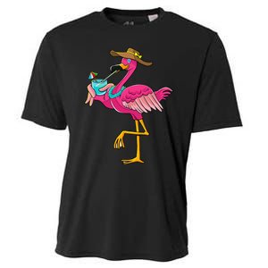 Pink Flamingo Hawaiian Summer Tropical Luau Wo Cooling Performance Crew T-Shirt