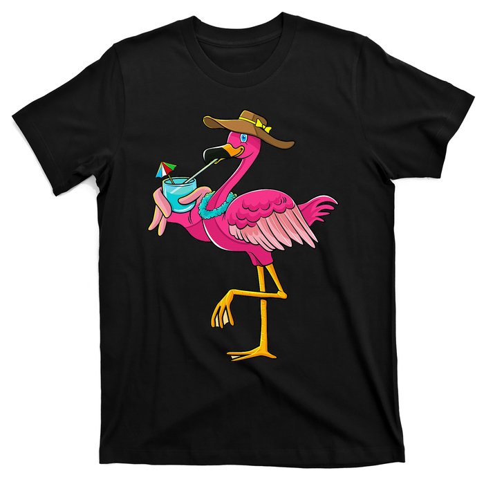 Pink Flamingo Hawaiian Summer Tropical Luau Wo T-Shirt