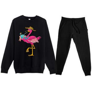 Pink Flamingo Hawaiian Summer Tropical Luau Wo Premium Crewneck Sweatsuit Set