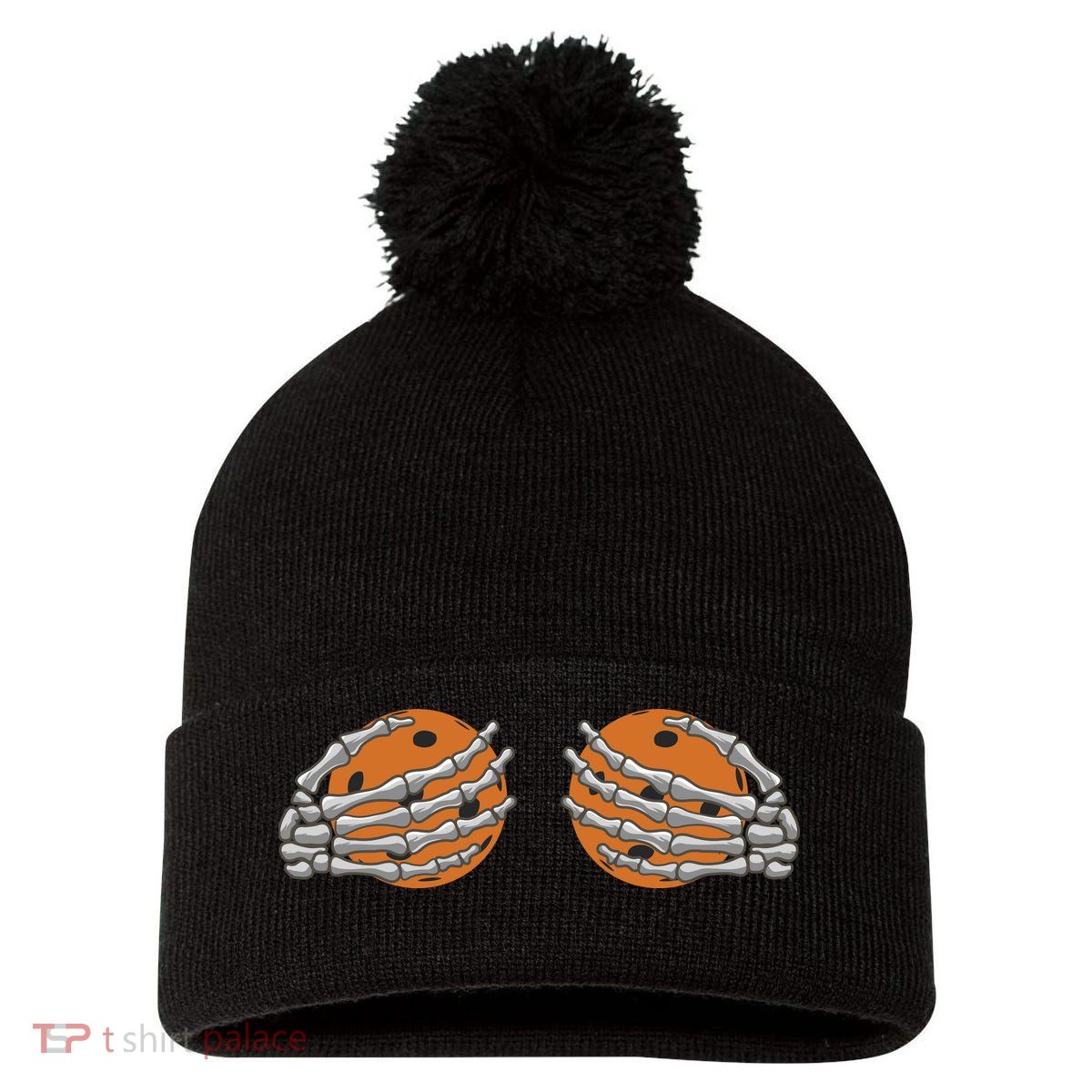 Pickleball Funny Halloween Pom Pom 12in Knit Beanie