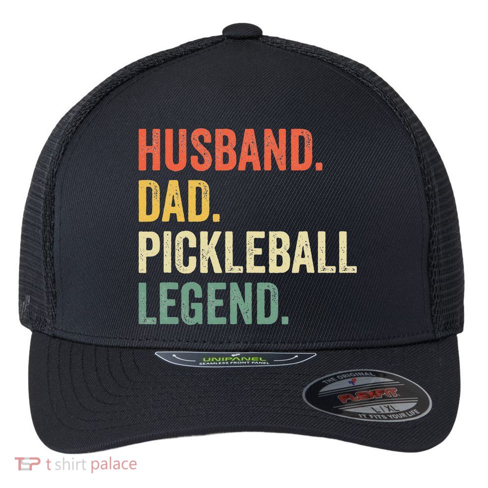 Pickleball Funny Husband Dad Legend Vintage Fathers Day Flexfit Unipanel Trucker Cap