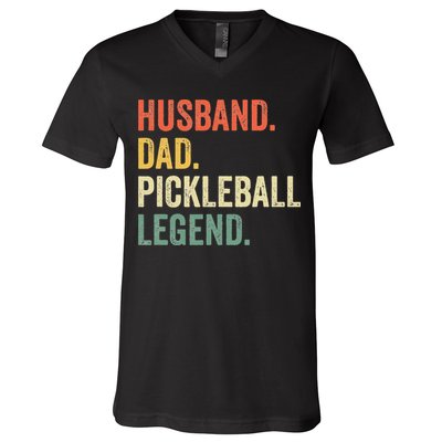 Pickleball Funny Husband Dad Legend Vintage Fathers Day V-Neck T-Shirt