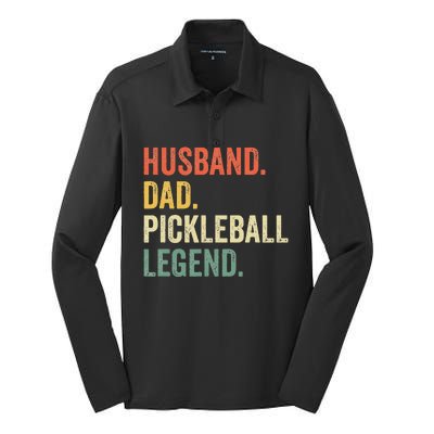 Pickleball Funny Husband Dad Legend Vintage Fathers Day Silk Touch Performance Long Sleeve Polo