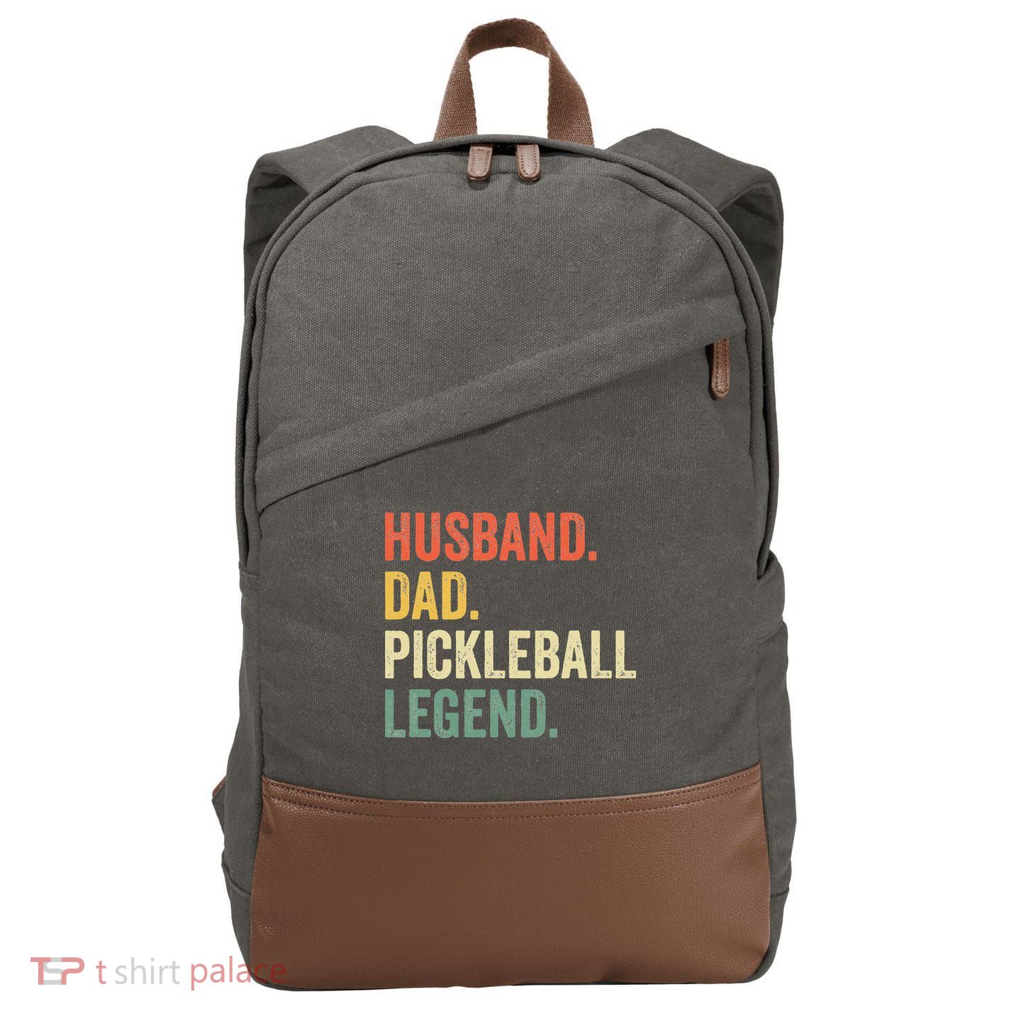Pickleball Funny Husband Dad Legend Vintage Fathers Day Cotton Canvas Backpack