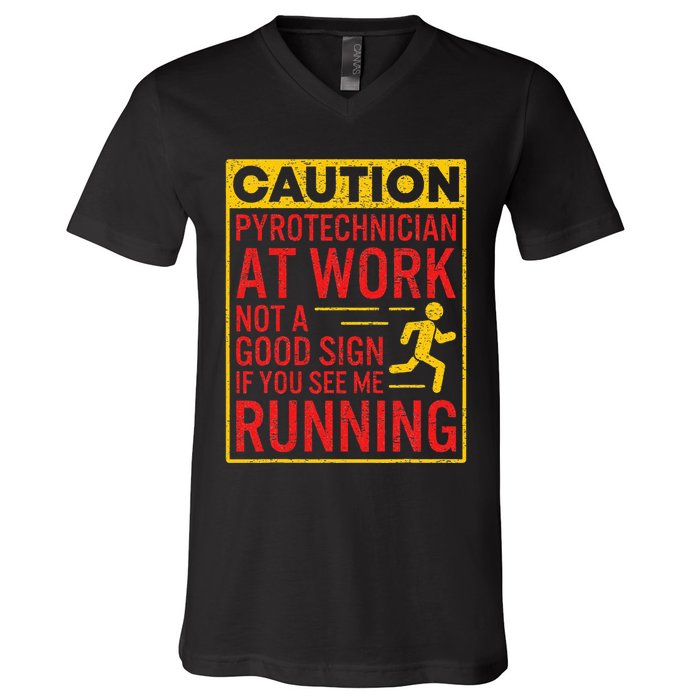 Pyrotechnician Funny Humorous Pyro Technician V-Neck T-Shirt