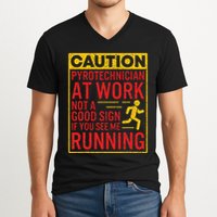 Pyrotechnician Funny Humorous Pyro Technician V-Neck T-Shirt