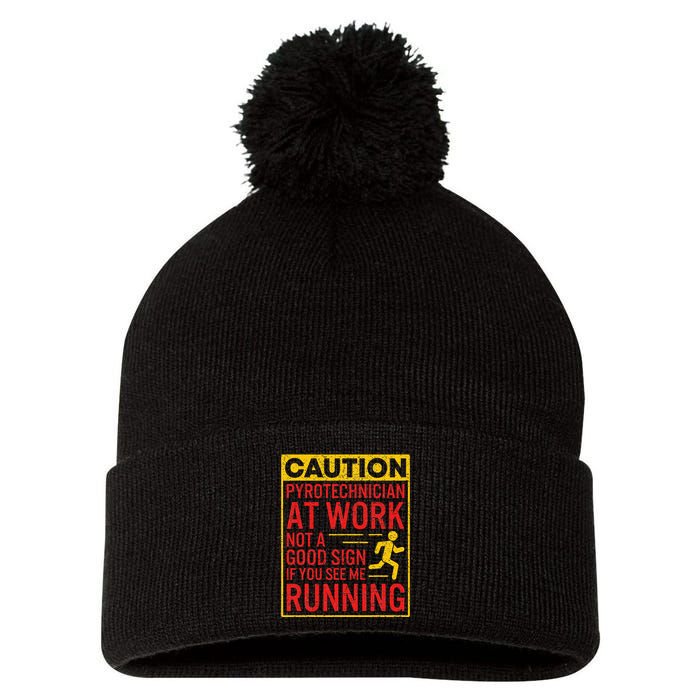 Pyrotechnician Funny Humorous Pyro Technician Pom Pom 12in Knit Beanie